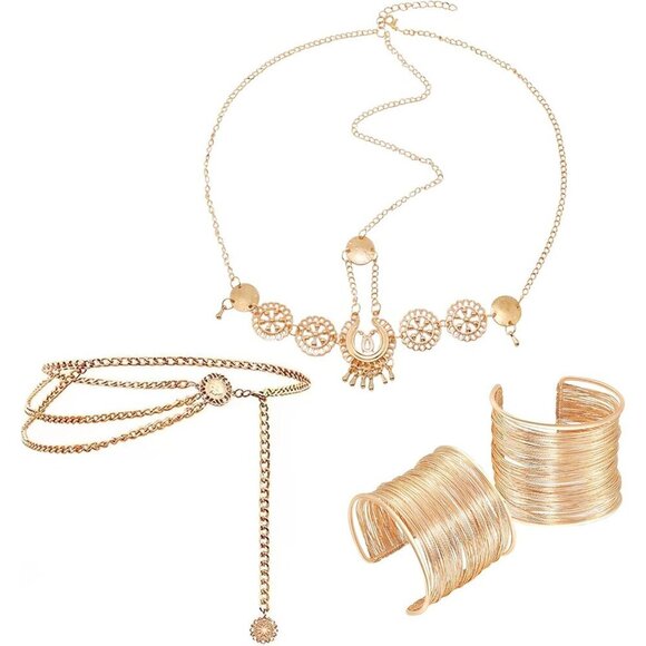 Greek Goddess Costume Accessories Set Leaf Crown Earrings Belt Cosplay Women main image 4